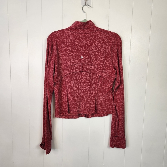 Lululemon Define Cropped Jacket *Nulu Leopard Daisy Desert Red Magenta Size 14 - Picture 6 of 9